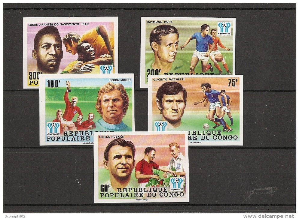 Coupe Du Monde En Argentine -1978 ( 486/90 Non Dentelés Xxx -MNh- Du Congo Brazzaville ) - 1978 – Argentine