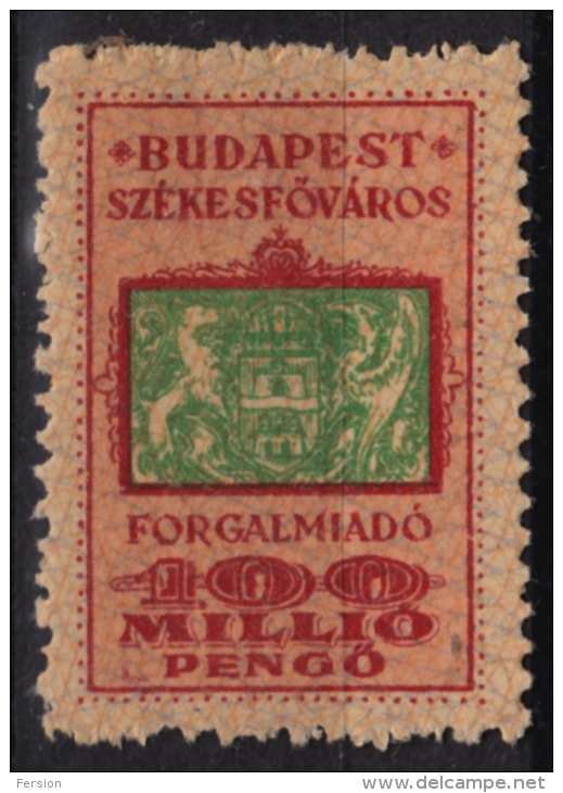 1945-1946 Hungary - BUDAPEST City Local (sales Tax) Revenue Stamp - 100 Mil. P - MNH - Fiscales