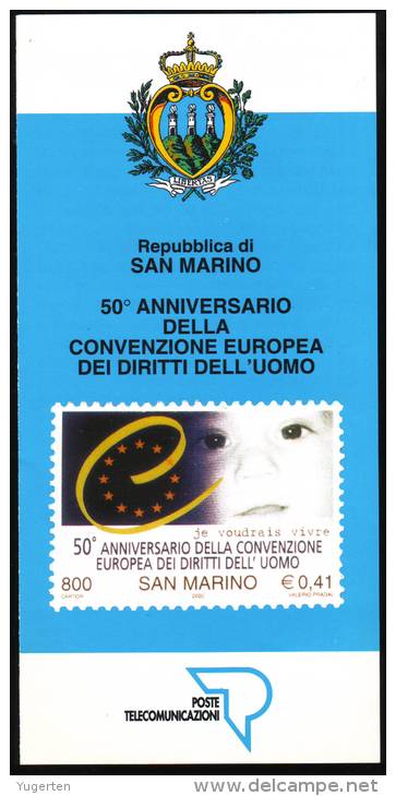 San Marino Saint Marin 2000 - Notice Philatélique - European Convention Of Human Rights - Philatelic Folder - - EU-Organe