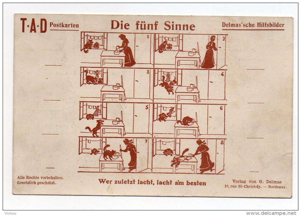 CPA  ALLEMAGNE Die Fünf Sinn DELMAS´SCHE HILFSBILDER-TABLEAUX AUXILIAIRE DELMAS POUR L´ENSEIGNEMENT DES LANGUES VIVANTES - Autres & Non Classés