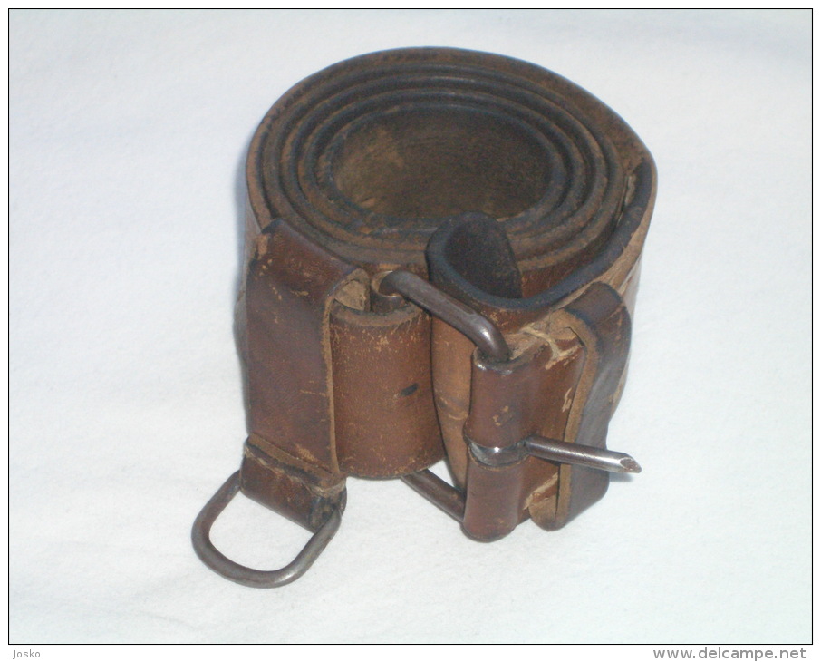 YUGOSLAVIA ARMY - JNA Vintage Military Belt Genuine Leather - Lengths Max. 105. Cm * Militaire Armée Yougoslavie - Equipment