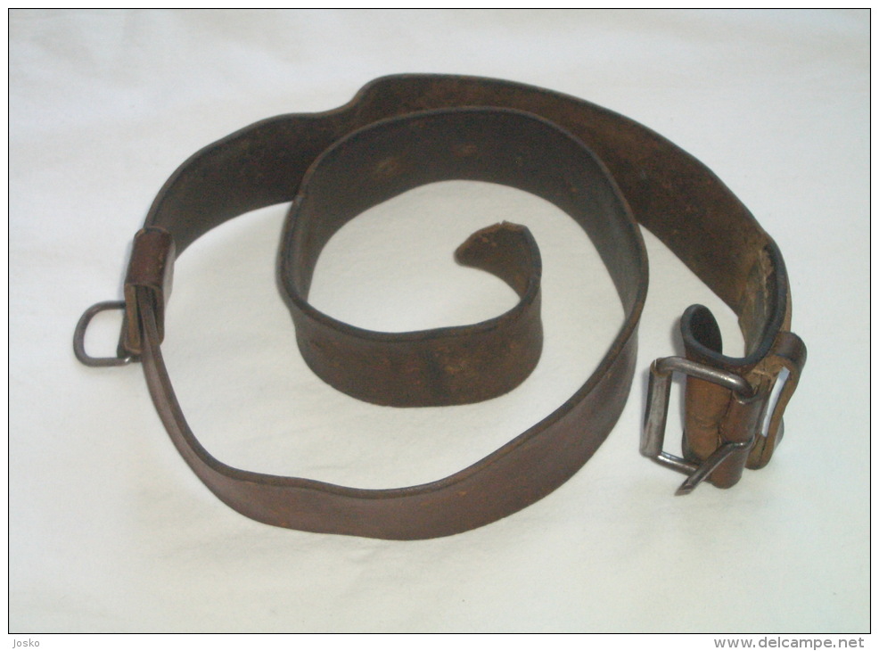 YUGOSLAVIA ARMY - JNA Vintage Military Belt Genuine Leather - Lengths Max. 105. Cm * Militaire Armée Yougoslavie - Equipment