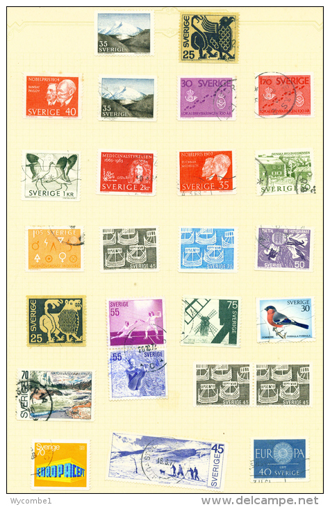 SWEDEN - Small Collection/Accumulation Of Stamps On Leaves As Scans - Colecciones