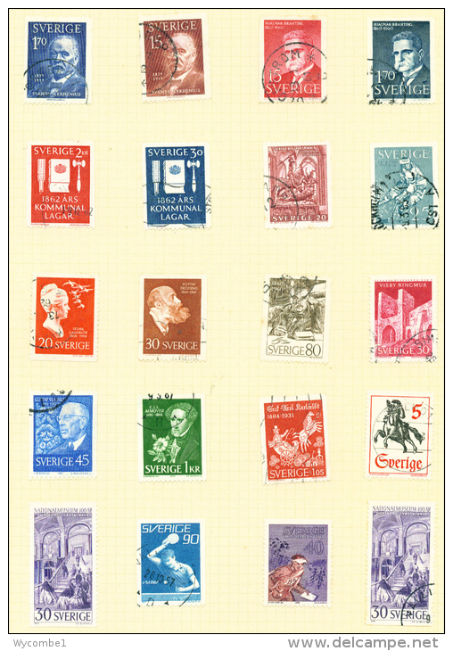 SWEDEN - Small Collection/Accumulation Of Stamps On Leaves As Scans - Colecciones