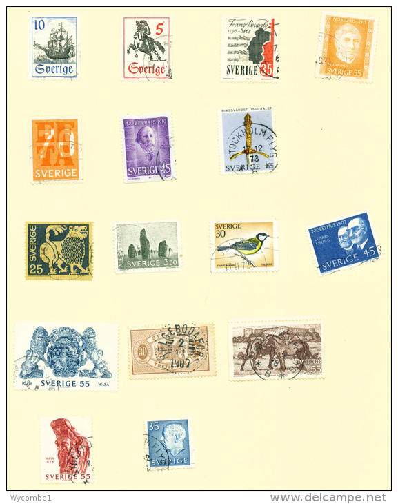 SWEDEN - Small Collection/Accumulation Of Stamps On Leaves As Scans - Colecciones