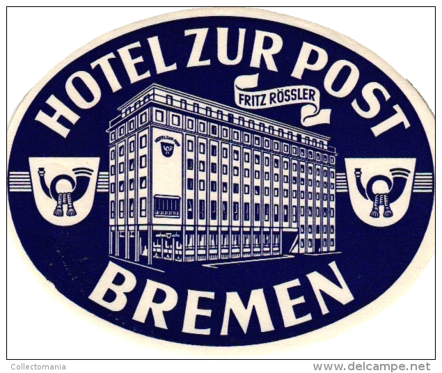 10 Hotel Labels GERMANY Duitsland Allemagne   Muenchen Mannheim Leipzig Koln Bremen Lindau  Celle Laacher See - Hotelaufkleber