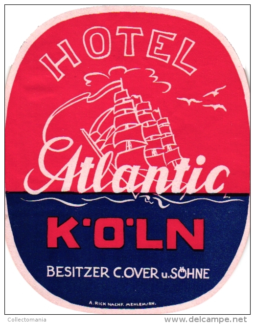 10 Hotel labels GERMANY duitsland Allemagne   Muenchen Mannheim Leipzig Koln Bremen Lindau  Celle Laacher see