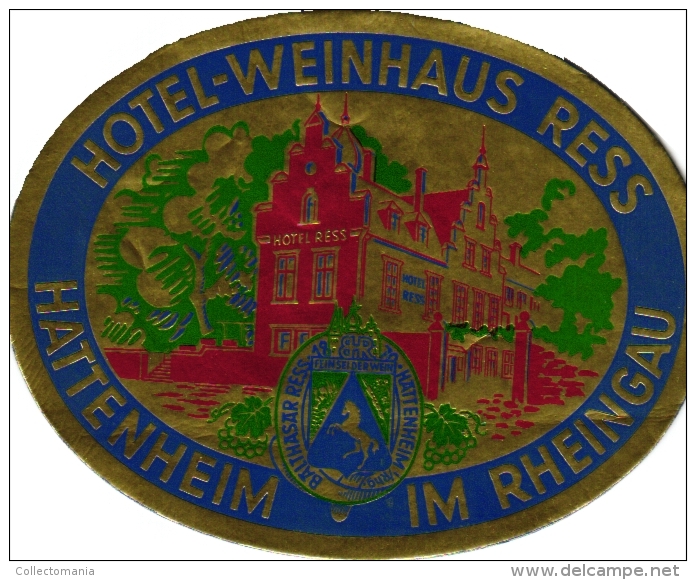 10 Hotel labels GERMANY duitsland Allemagne  Hattenheim Hamburg Harz Godesberg Hahnenklee Heidelberg Homburg Berlin