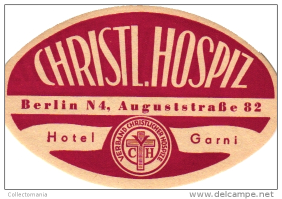 10 Hotel labels - etiketten -Berlin 6  Hamburg Bielefeld - Heidelberg GERMANY duitsland Allemagne