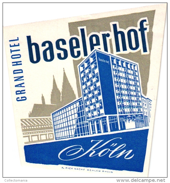 15 Hotel Labels GERMANY Duitsland Allemagne Bayern Norlingen Nauheim Wiesbadeb Schwabach Rudesheim Ulm - Hotelaufkleber
