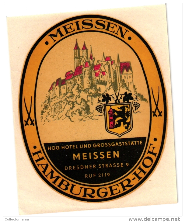 17 Hotel labels GERMANY duitsland Allemagne Rothenburg Meissen Bacharach Frankfurt Harz Kongswinter Karlsruhe Offenbach