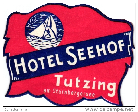 16 Hotel Labels Etiketten GERMANY Duitsland Deutsch Oldendorf  Baden Iserlohn Neckargemund Feldafing Aachen Offenbach - Hotel Labels