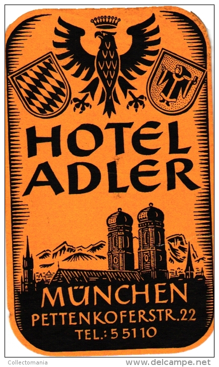 16 Hotel Labels Etiketten GERMANY Duitsland Deutsch Oldendorf  Baden Iserlohn Neckargemund Feldafing Aachen Offenbach - Etiquettes D'hotels