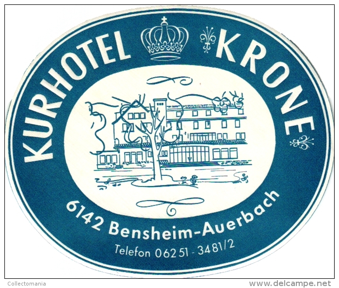 16 Hotel labels etiketten GERMANY duitsland Deutsch Oldendorf  Baden Iserlohn Neckargemund Feldafing Aachen Offenbach