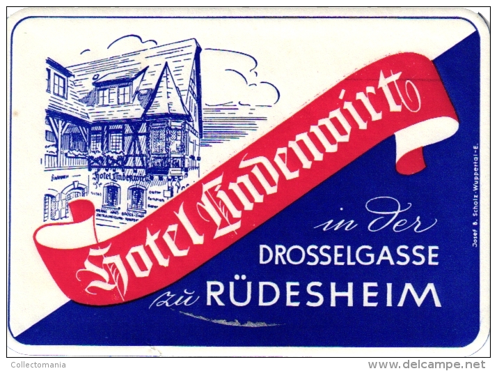 20 Hotel labels -GERMANY duitsland Deutschland  Durchheim Darmstadt Rostock Ravensburg Rhondorf Rudesheim Reutlingen