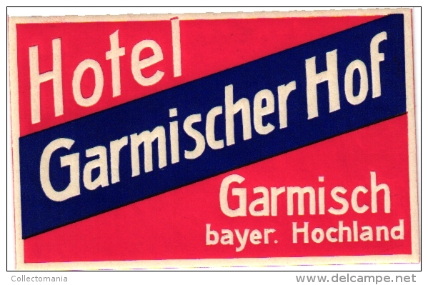 16  Hotel Labels GERMANY Duitsland Deutschland Lubeck Frankfurt Freiburg Garmisch Lahn Hornberg Konstanz - Etiketten Van Hotels