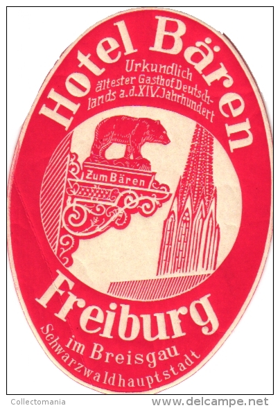 16  Hotel Labels GERMANY Duitsland Deutschland Lubeck Frankfurt Freiburg Garmisch Lahn Hornberg Konstanz - Hotelaufkleber