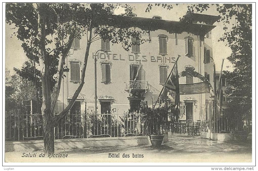 CARTOLINA - SALUTI DA RICCIONE - HOTEL DES BAINS  - NON VIAGGIATA - Rimini