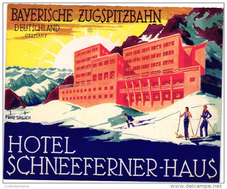 11  Hotel Labels GERMANY Duitsland Deutschland Bayerische Zugspitzbahn Ski  Wuppertal  Zug Ettersberg Trier Husum - Hotelaufkleber