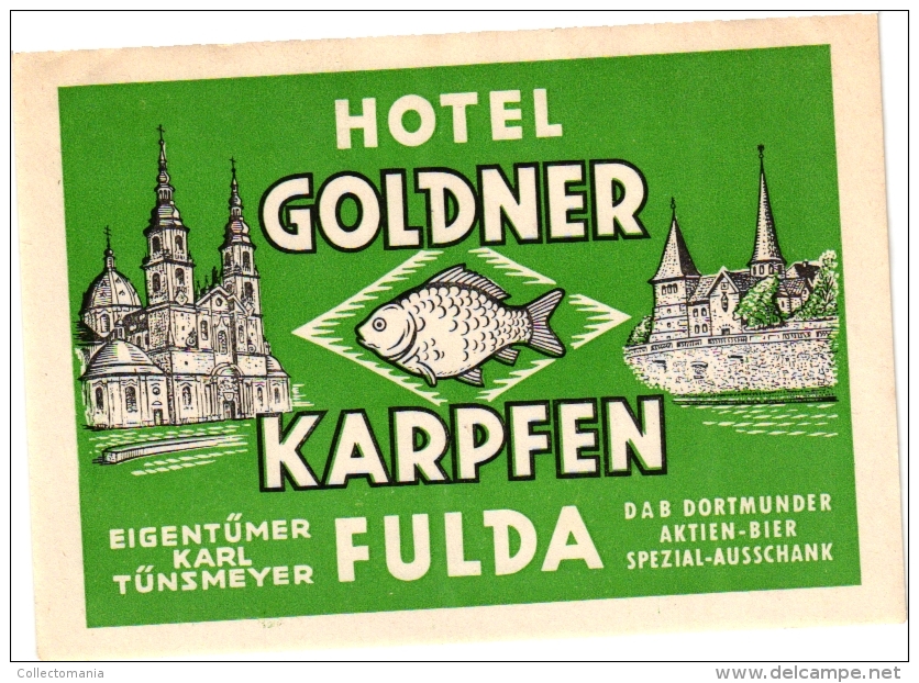 11  Hotel Labels GERMANY Duitsland Deutschanld Koln 2 Bremerhaven Friederichsruhe Esslingen Lindau Landsberg Ski - Hotelaufkleber