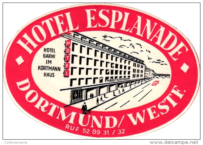 12  Hotel labels - etiketten -Duitsland - Ski -Bayreuth - Niederwald - Koblenz - Konstanz - Axelmannstein - Murnau