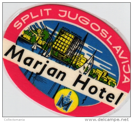 6 Hotel Labels  - Yugoslavia  Yougoslavie JUGOSLAVIJA  - Split - Brno - Dubrovnik - Beograd - Zadar - - Hotel Labels