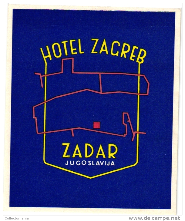 6 Hotel Labels  - Yugoslavia  Yougoslavie JUGOSLAVIJA  - Split - Brno - Dubrovnik - Beograd - Zadar - - Hotel Labels