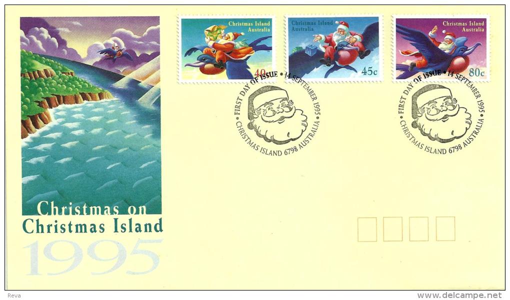 CHRISTMAS ISLAND FDC CHRISTMAS SANTA BIRD CARTOON SET OF 3  STAMPS  DATED 14-09-1995 CTO SG? READ DESCRIPTION !! - Christmas Island