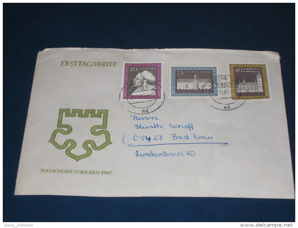 Brief Cover DDR Deutschland 1967 450 Jahre Thesenanschlag In Wittenberg Reformation Martin Luther - Cartas & Documentos