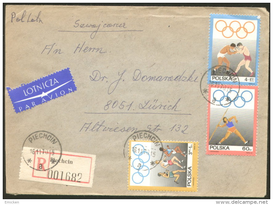 POLAND AIR MAIL COVER 1970 Olympic Games - Flugzeuge