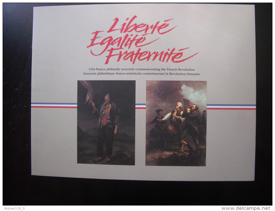 Souvenir Philatélique Franco - Américain : La Révolution Française De  1789 . - Cartas & Documentos