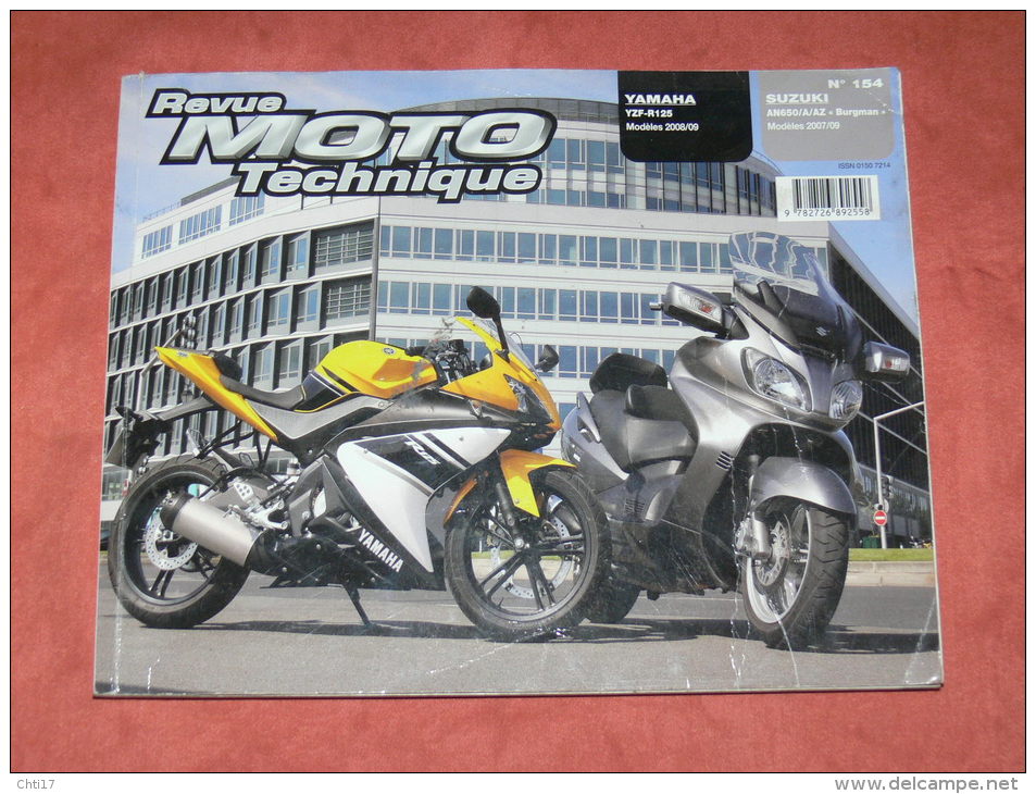 REVUE MOTO TECHNIQUE ETAI  YAMAHA YZF R 125 / SUZUKI AN 650/ A /AZ BURMAN MODELE 2007 / 09 - Motorrad