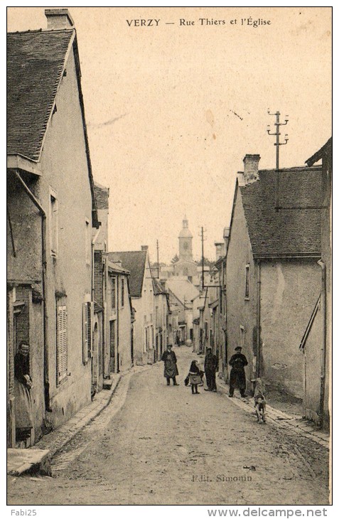 VERZY  Rue Thiers Et L'église - Verzy