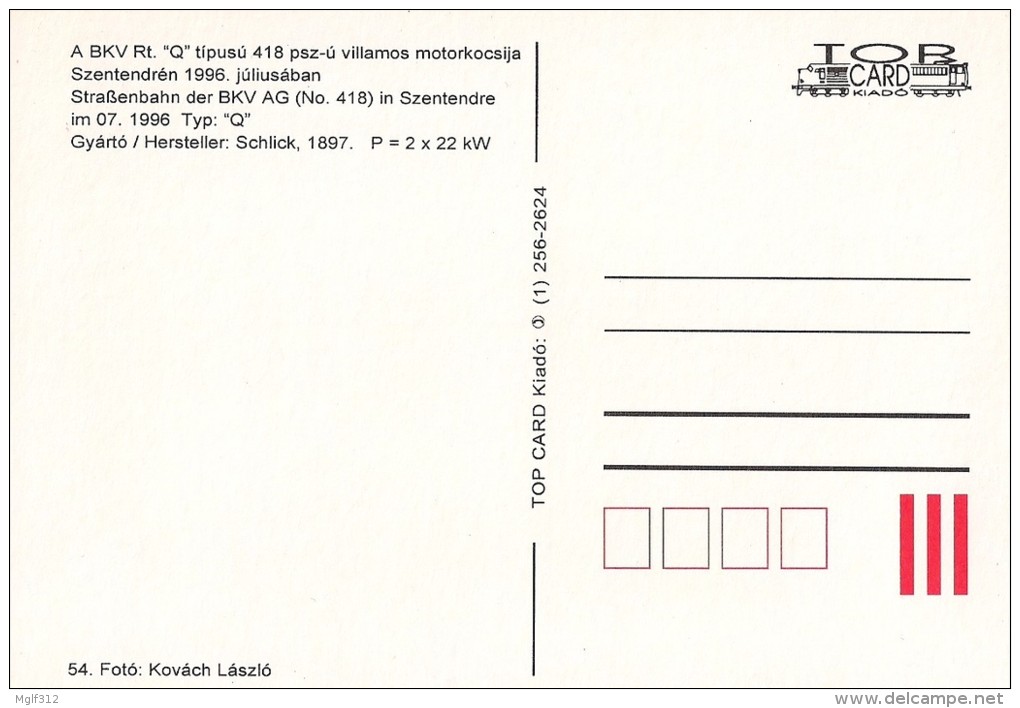 SZENTENDRE (HONGRIE) TRAMWAYS - Détails Sur Le 2ème Scan - Lot De 2 CPM - Strassenbahnen