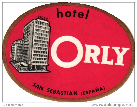 11  Hotel labels - etiketten ESPANA -Niza San Sebastian - Orly - Rex Madrid - Tarragona - Gerona - LLanes - Irun -