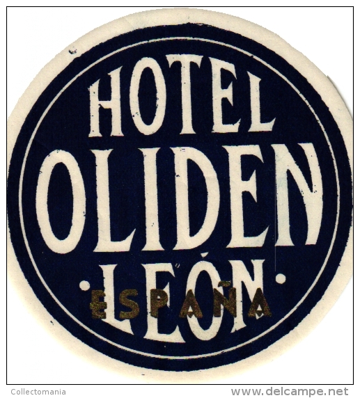 8  Hotel Labels - Espagna Spain Spanje Espagne  Madrid  Pontevedra  Malaga - Valladolid - Mar Del Plata - Leon - Irun- - Etiketten Van Hotels