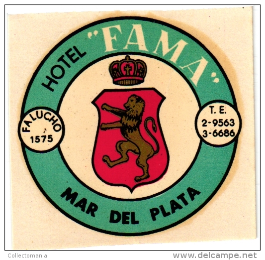 8  Hotel labels - Espagna Spain Spanje Espagne  Madrid  Pontevedra  Malaga - Valladolid - Mar del Plata - Leon - Irun-