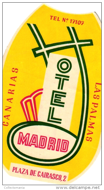 9  Hotel Labels - Etiketten Gran Canaria - Las Palmas - Puerta De La Cruz - Taoro - Parque - 7Soles - Hocasa - Taoro - Etiquettes D'hotels