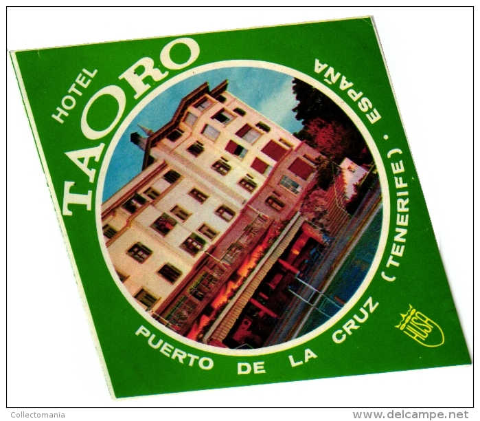 9  Hotel labels - etiketten Gran Canaria - Las Palmas - Puerta de la Cruz - Taoro - Parque - 7Soles - Hocasa - Taoro