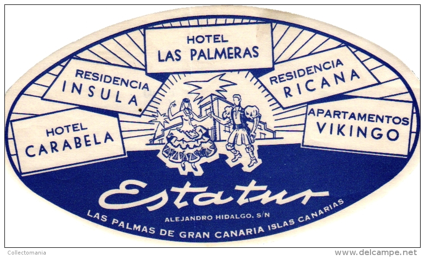 10  Hotel Labels Espagna Spain Spanje Espagne  Gran Canaria - Estorit - Tayitip - Figueiro - Rodrigues - Estatus - Hotel Labels