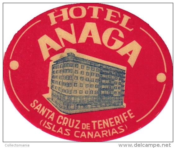 10  Hotel labels SPAIN Espagne Espania Gran Canaria - Las Vegas Tenerife - Bajamar - Metropol - Santa Cruz -