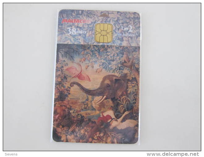 Malta Chip Phonecard,painting "the Elephant"-Air Malta Airlines,used - Malte