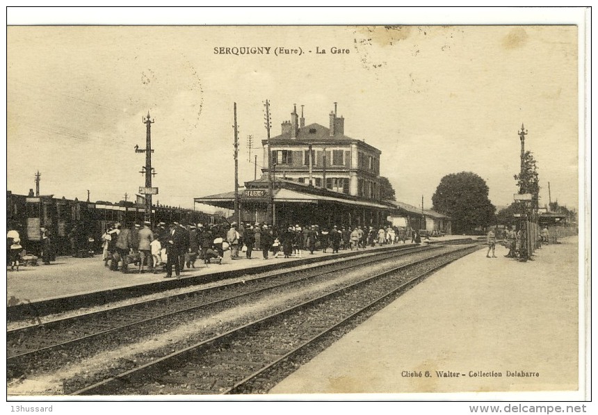 Carte Postale Ancienne Serquigny - La Gare - Chemin De Fer - Serquigny