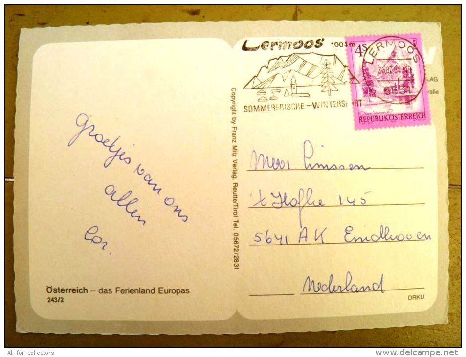 2 Scans, Post Card Sent From Austria, Special Cancel  Lermoos Mountains Tirol - Lettres & Documents