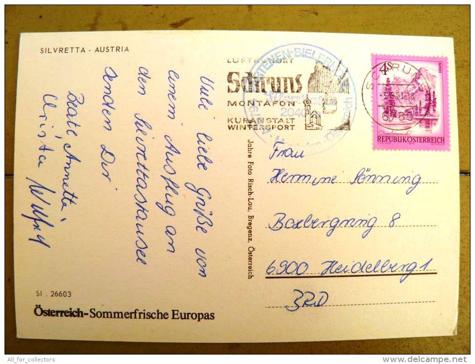 2 Scans, Post Card Sent From Austria, Special Cancel Silvretta Mountains - Lettres & Documents