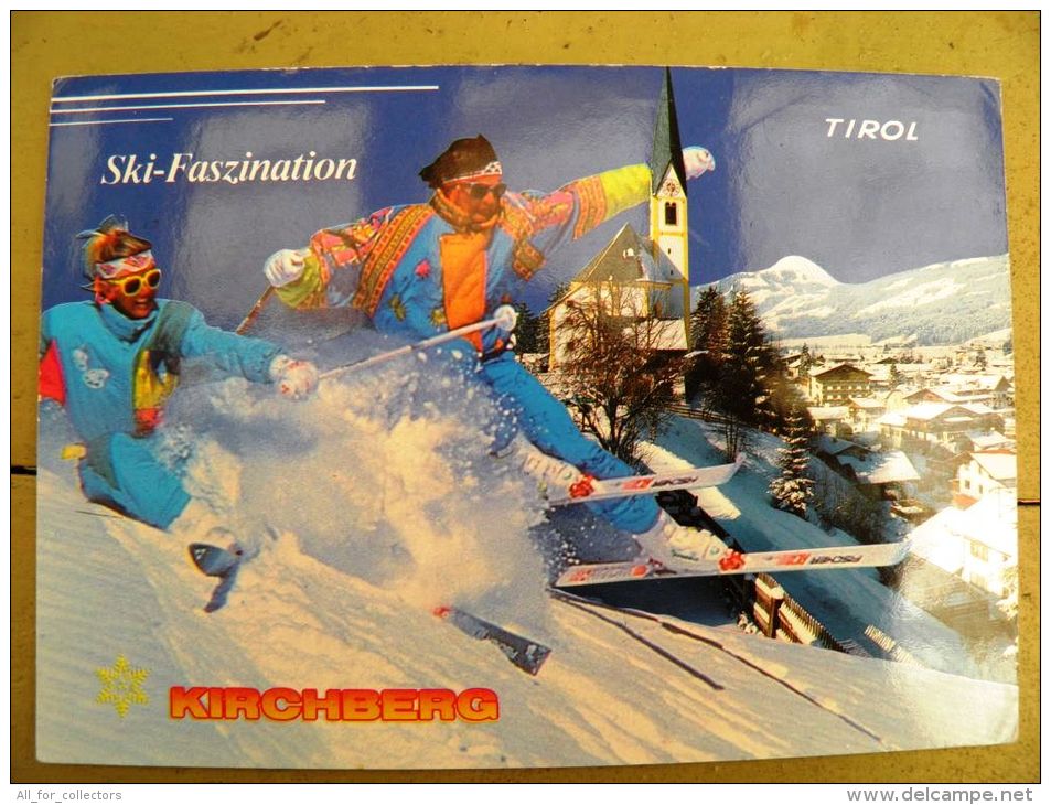 2 Scans, Post Card Sent From Austria, Special Cancel Snowman Kirchberg Tirol Ski - Lettres & Documents