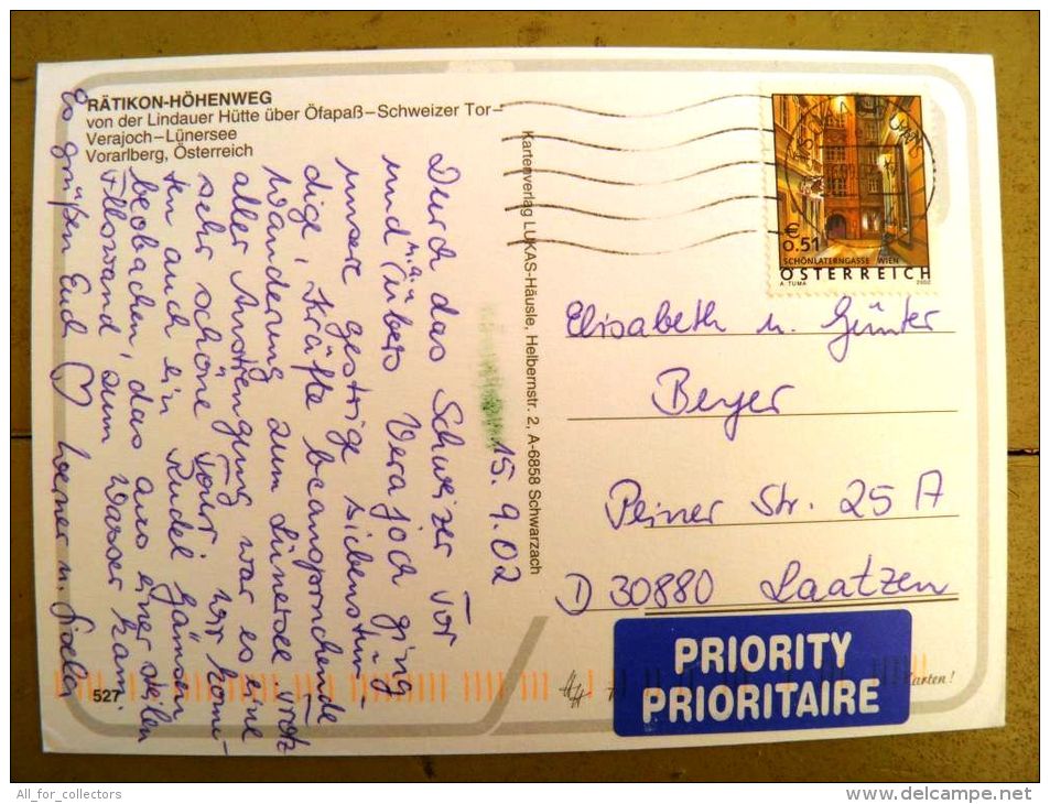 2 Scans, Post Card Sent From Austria, Ratikon - Briefe U. Dokumente