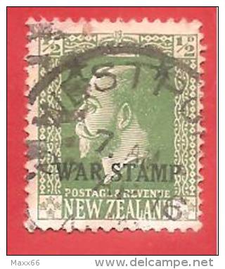 NUOVA ZELANDA - NEW ZEALAND - USATO - 1915 - King George V - War Stamp - 1/2 D  - Stanley Gibbons NZ 452 - Usati