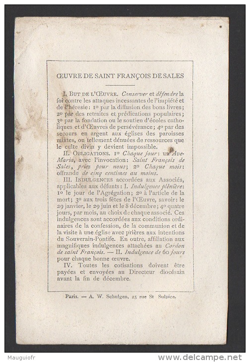 DF / CERTIFICAT DE RECEPTION COMME MEMBRE DE L' ASSOCIATION DE SAINT FRANÇOIS DE SALES EN 1896 - Diploma & School Reports