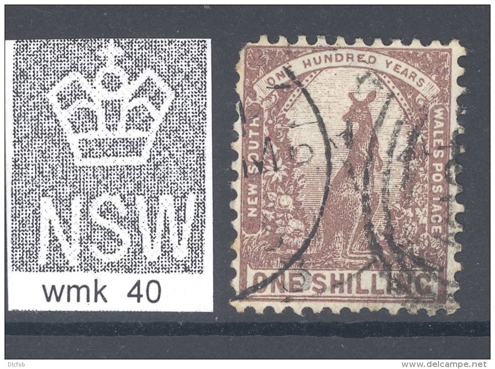 NEW SOUTH WALES, 1888 1/- Maroon (P12x11&frac12;) FU (wmk SG40), SG258a - Used Stamps